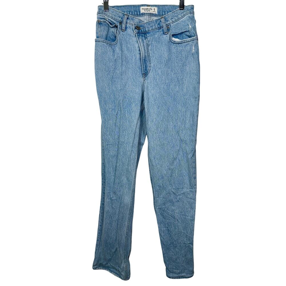 Abercrombie & Fitch 90s Straight Ultra High Rise Denim Distressed Jeans Sz 26 2